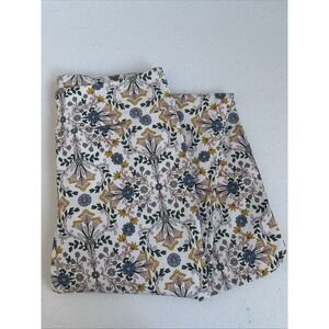 Up Women's Size 2 Yellow Blue Graphic Floral Flat Front Cropped‎ Stretch Pants